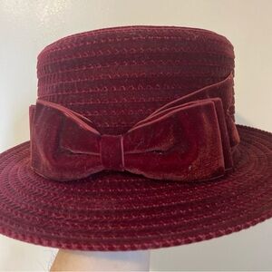 Kokin New York Straw Boater Hat in Wine